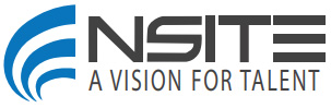 NSITE logo that includes blue arcs and the tagline, A vision for talent.