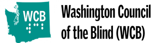 Washington Council of the Blind logo with WCB in Braille.