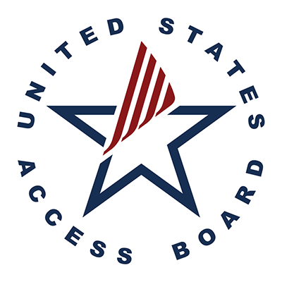 The United States Access Board logo with a graphic of red and white stripes superimposed over a blue star.