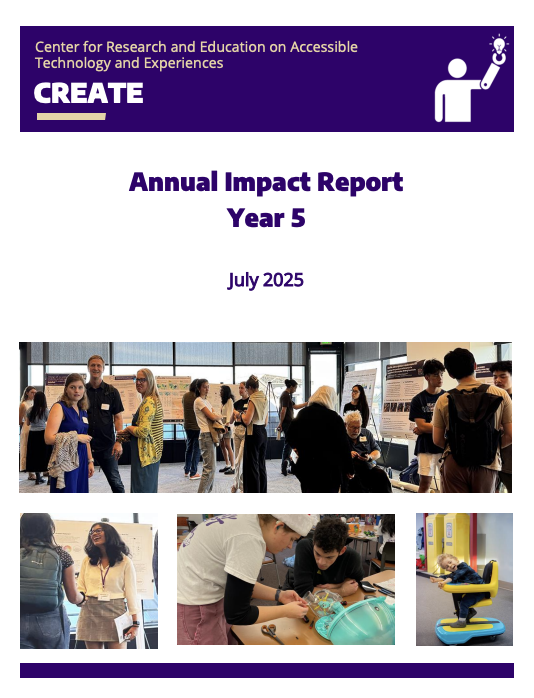 Cover page of CREATE's Year 5 Annual Report with images from CREATE events and research activities.