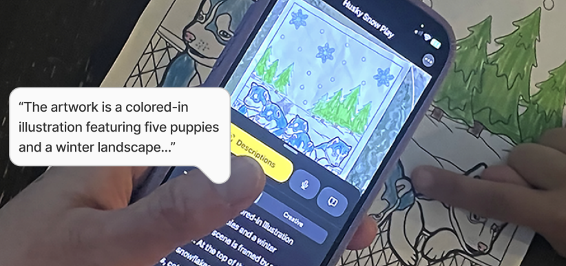 ArtInSight mobile phone app scans a child's artwork and provides a description.