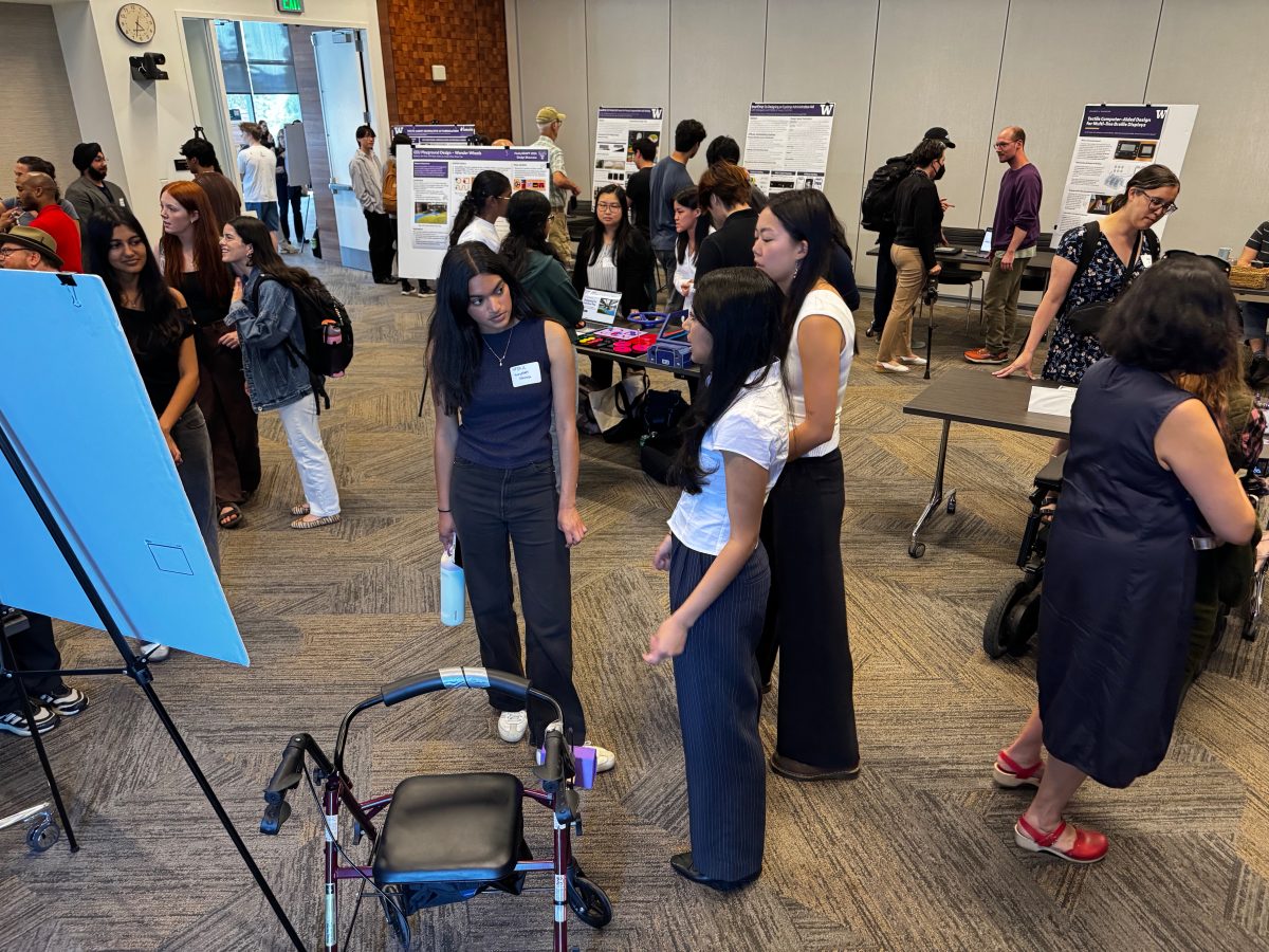 Student team explains their work on the Walker Proximity Sensor.