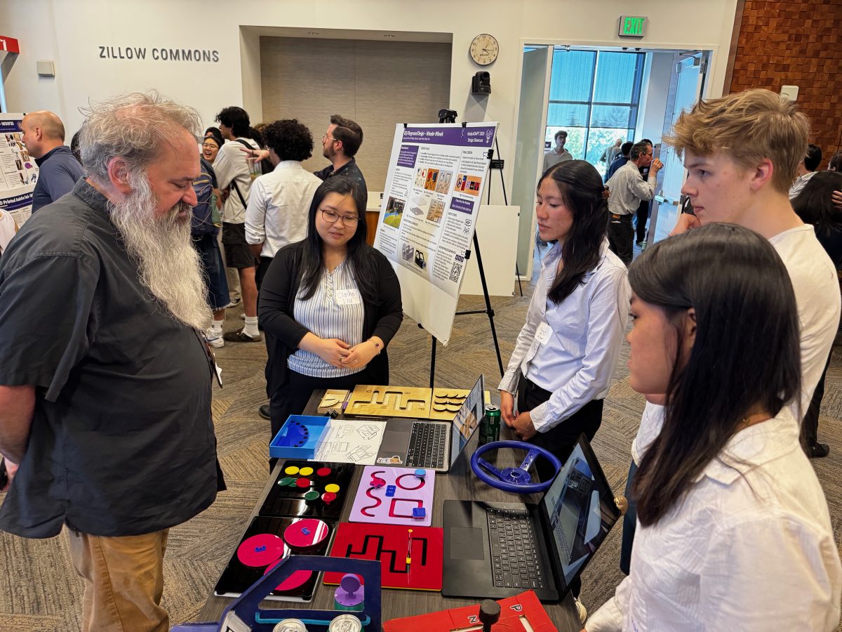 The Wonder Wheels team presents their poster and prototypes.