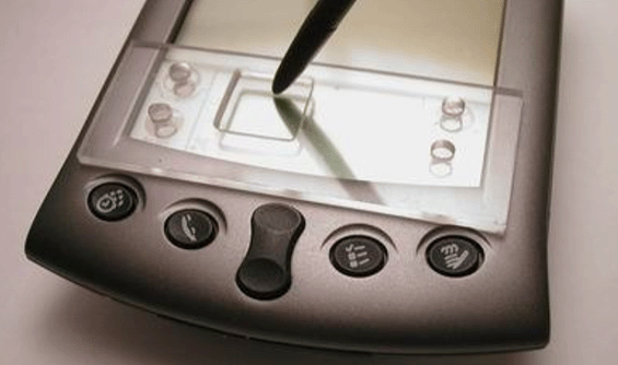 EdgeWrite template for Palm PDA defines the inside edges of a text entry field.