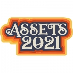 ASSETS 2021 logo, with elaborate typeface and bright orange and yellow outlines