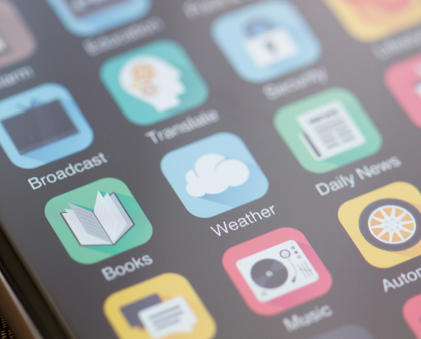 iStockPhoto image of several generic application icons such as weather, books, music, etc.