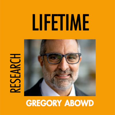 Screenshot from SIGCHI '23 awards page labeled "Lifetime Research" with photo of Gregory Abowd.