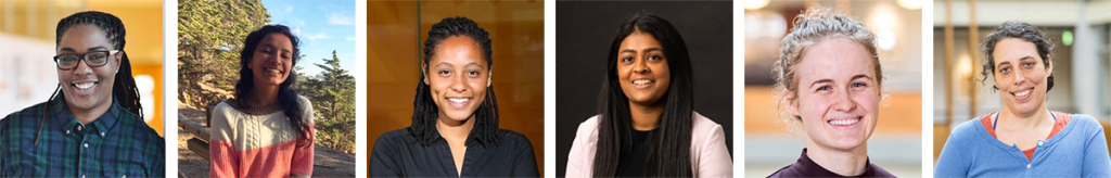 Composite image of the six authors of a variety of backgrounds: Christina Harringon, Aashaka Desai, Aaleyah Lewis, Sanika Moharana, Anned Spencer Ross, and Jennifer Mankoff