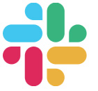 Slack's colorful logo with speech bubbles and lines going 4 directions